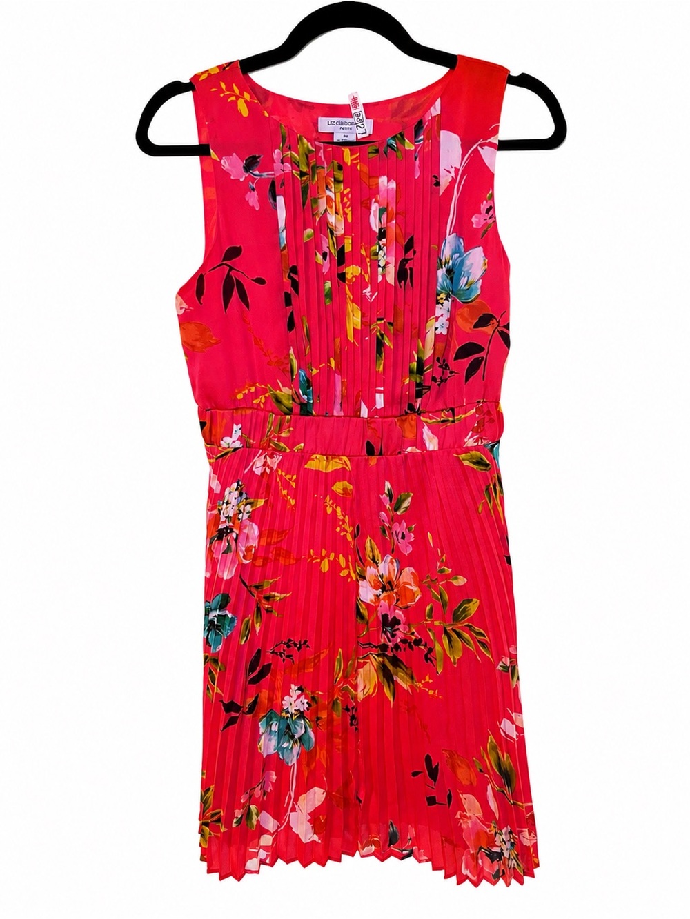 Liz Claiborne Bright Pink Floral Pleated Sundress